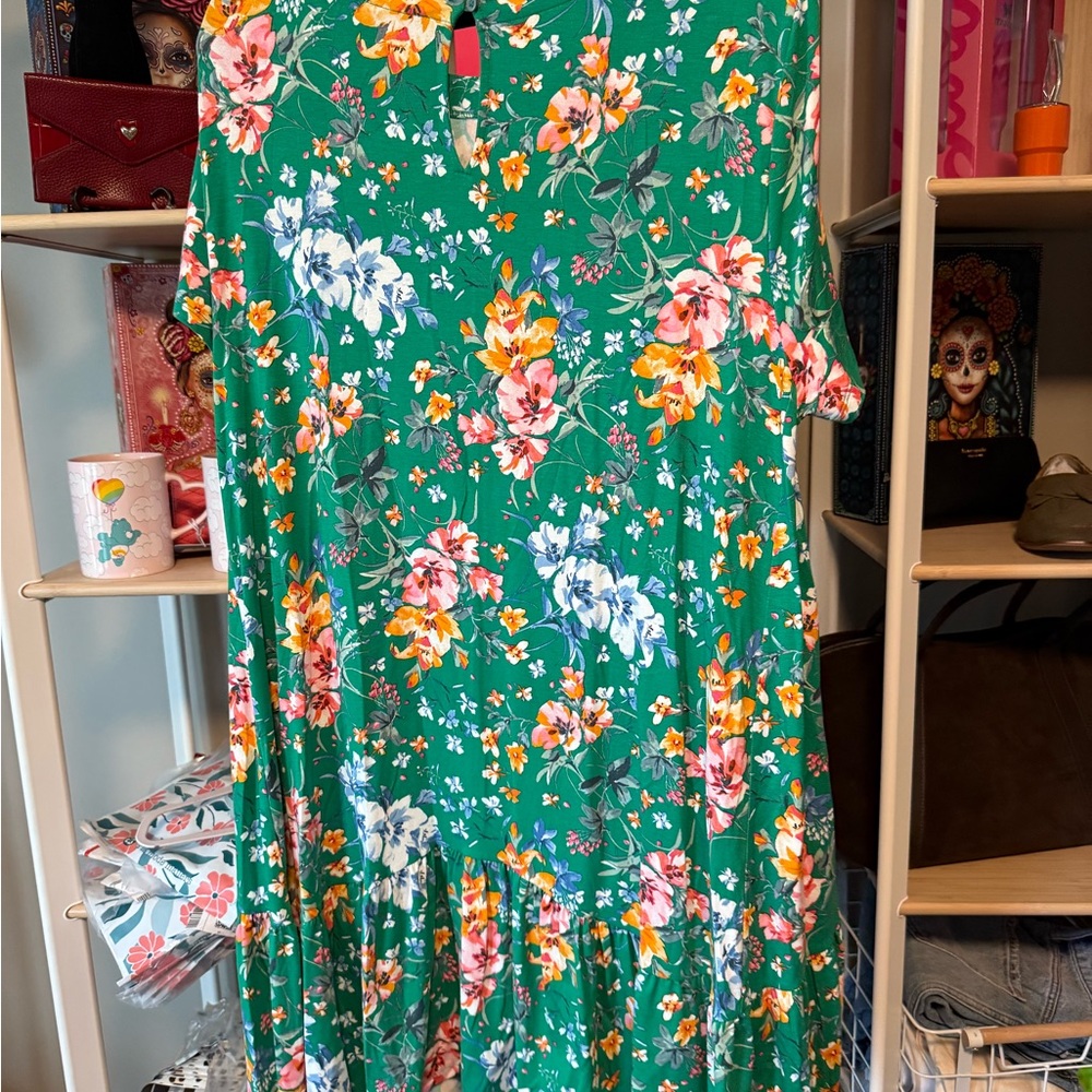 LOFT PLUS  Vibrant Green Floral Mini Dress size 20/22 NWT - Picture 4 of 4